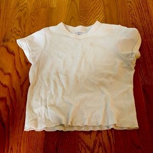 Short sleeve white brandy Melville textured shirt